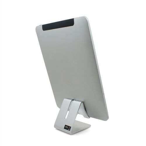 Metall Halter Ständer Stand in Silber für Handy Smartphone E-Book Reader Tablet PC | System-S