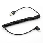 Dehnbares Mini USB Kabel Datenkabel Ladekabel Spiralkabel Winkelstecker 50 - 135 cm | System-S
