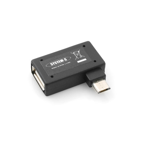 90° Winkelstecker (linker Winkel) USB auf Micro USB OTG Host Cable Flash Drive Verbindung mit extra Micro USB Anschluss für Smartphone Tablet PC | System-S