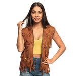 Kostüm Lady Weste Hippie Fransen Braun Gr.M/L