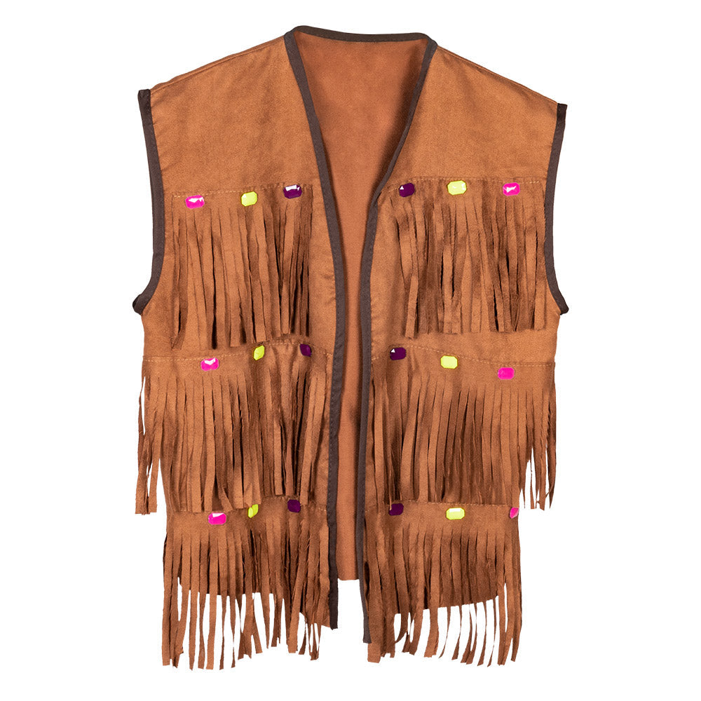 Kostüm Lady Weste Hippie Fransen Braun Gr.M/L