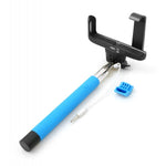 Universal Monopod Selfiepod Selfiestick Teleskopstab Halter (ca. 23,5 cm - 100 cm Länge) mit ¾ Schraube und Adapter (ca. 6cm - 8,5cm Breite) für Selfies mit Fernauslöser blau | System-S