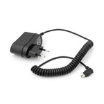 Mini USB 2.0 Ladegerät 90 Grad gewinkelt Winkelstecker Reise Netzteil (Eurostecker Type C) Ladekabel Spiralkabel ca. 150 cm | System-S
