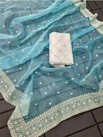 ORGANZA SILK EMBROIDERY WORK SAREE