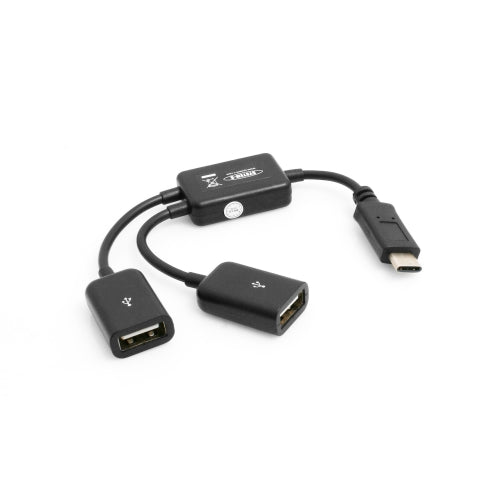 Y- Kabel USB 3.1 Type C male zu 2 x USB Type A female Y-Splitter Hub Adapter Kabel schwarz | System-S