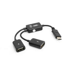 Y- Kabel USB 3.1 Type C male zu 2 x USB Type A female Y-Splitter Hub Adapter Kabel schwarz | System-S