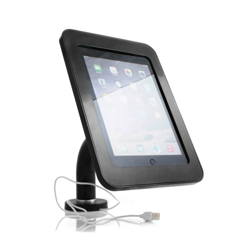 Abschließbarer Präsentations Messe Ständer Stand Mount Tisch Halterung für iPad Air 2 in Schwarz | System-S