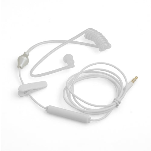 Einohr Anti-Strahlung Anti-Radiation Headset Kopfhörer mit Schallschlauch Weiß | System-S