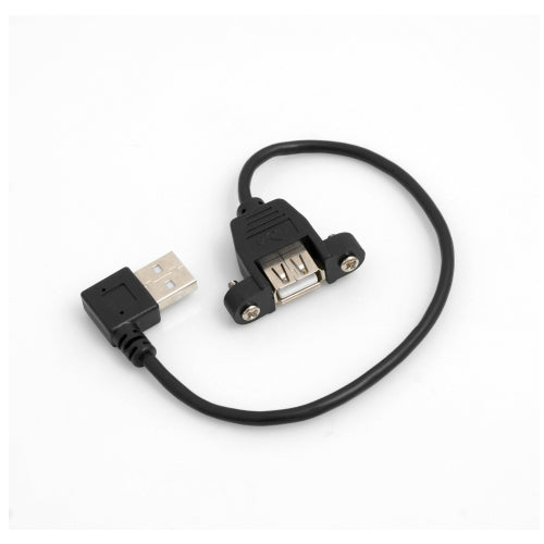 90° Grad Winkel linksgewinkelt USB A (male) auf USB A (female) Panel Mount Stecker Kabel Verlängerungskabel | System-S