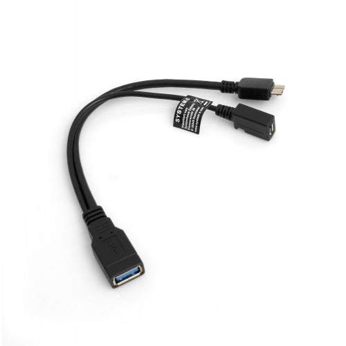 OTG On The Go Host Kabel 3in1 USB 3.0 Typ A zu Micro USB 3.0 und Micro USB 2.0 Datenkabel 22 cm Y-Kabel | System-S