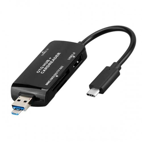 3in1 USB 3.1 Type C zu TF SD Card USB Typ A und Micro-USB Card Reader Kartenleser OTG Adapter in Schwarz | System-S