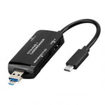 3in1 USB 3.1 Type C zu TF SD Card USB Typ A und Micro-USB Card Reader Kartenleser OTG Adapter in Schwarz | System-S