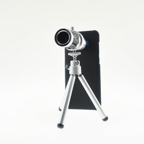Teleobjektiv 12X Zoom Linse Objektiv Schutzhülle Case und Mini Tripod Stativ für Samsung Galaxy S8 Plus | System-S