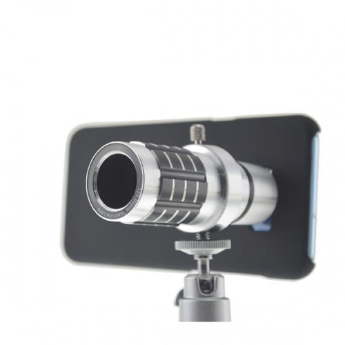 Teleobjektiv 12X Zoom Linse Objektiv Schutzhülle Case und Mini Tripod Stativ für Samsung Galaxy S8 Plus | System-S