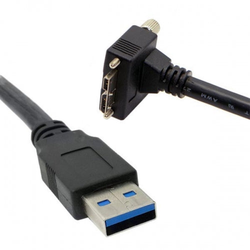 USB 3.0 A (male) zu Micro USB 3.0 (male) Aufwärts gewinkelt 120cm high speed Datenkabel Ladekabel mit Feststellschraube für Nikon D800 D800E D810 | System-S