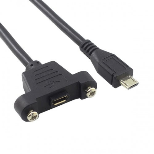 Micro USB Panel Mount Micro USB Stecker zu Micro USB Buchse mit Screw Nuts 50cm | System-S