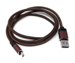 Micro USB zu USB A 3.0.Kabel 100 cm Lederoptik in Braun | System-S