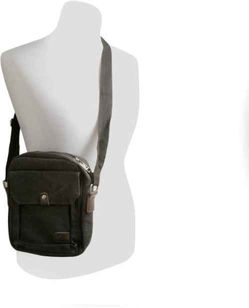 Universal Schultertasche mit 5 Fächern Umhängetasche 24 cm, Schwarz | System-S