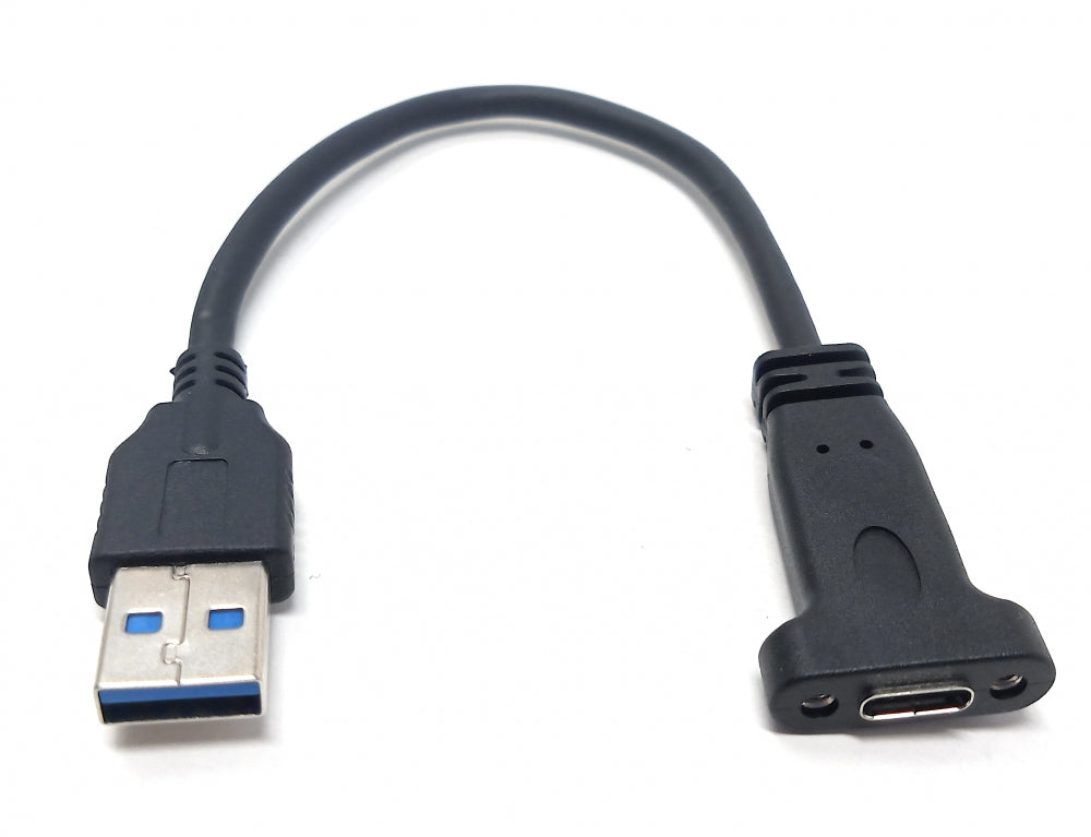USB Typ A 3.0 Stecker auf USB Typ C Buchse für Panel Mount Kabel 21cm | System-S