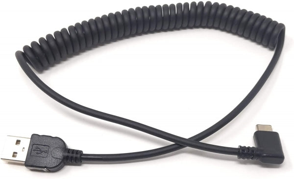 USB C 3.1 zu USB A Gewinkelt Spiral Kabel 50 - 100 cm | System-S