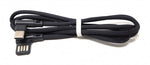 USB Typ C 3.1 Nylon Kabel auf umkehrbarer USB Schnittstelle Typ A 2.0 90° Grad gewinkelt in Schwarz 97 cm | System-S