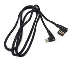 Micro USB Nylon Kabel links gewinkelt auf umkehrbarer USB Schnittstelle Typ A 2.0 in Schwarz 98 cm | System-S