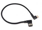 USB Typ C 3.1 Nylon Kabel auf umkehrbarer USB Schnittstelle Typ A 2.0 90° Grad gewinkelt in Schwarz 29 cm | System-S