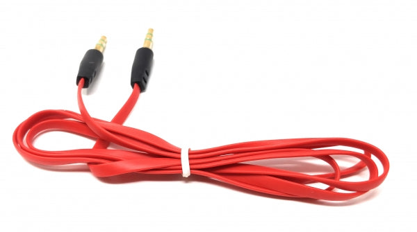 3.5mm Klinke auf 3.5mm Klinke AUX Stereo Stecker Flachkabel 200 cm 3 Polig Rot | System-S