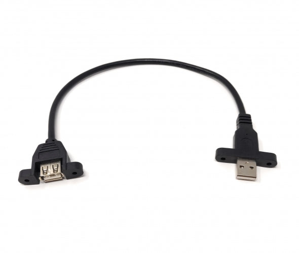 USB Typ A (male) Kabel auf USB Typ A (female) Doppel Panel Mount Kabel 32cm | System-S