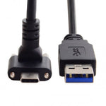 USB 3.0 A Stecker zu USB Typ C 3.1 Stecker Kabel 90 Grad Gewinkelt 3M mit Feststellschraube | System-S