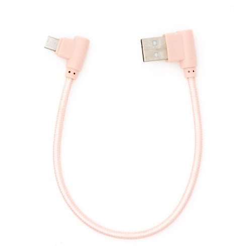 Micro USB Kabel 90° grad rechts gewinkelt  zu USB 2.0 Typ A 90° Grad rechts gewinkelt 20 cm in Rose | System-S