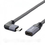 USB 3.1 Kabel 20 cm Typ C Stecker zu Buchse geflochten Winkel in Grau | System-S