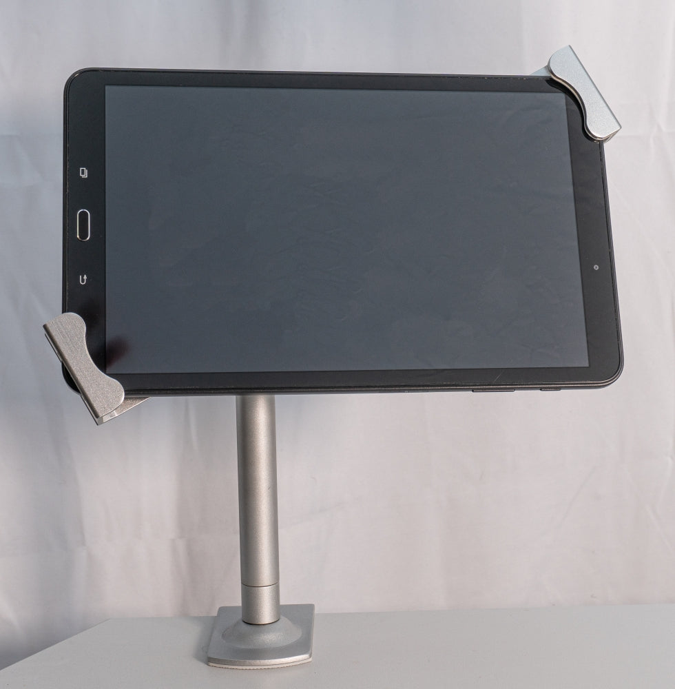 Tisch Halterung mit Schloss Befestigung Metall in Grau für Tablet von 9" bis 13" | System-S
