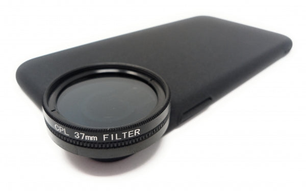 CPL Filter 37 mm Circular Polarizer Linse in Schwarz mit Hülle für iPhone XR | System-S