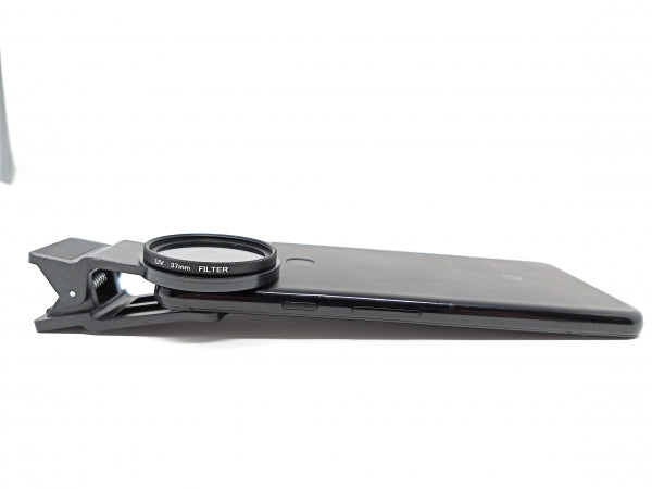 UV Filter 37 mm Gewinde mit Clip in Schwarz für Smartphone | System-S