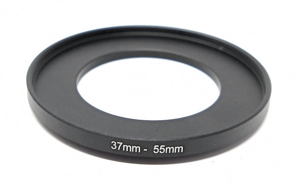 Objektiv Adapter 37 mm Gewinde zu 55 mm Step Up Ring in Schwarz für Filter | System-S