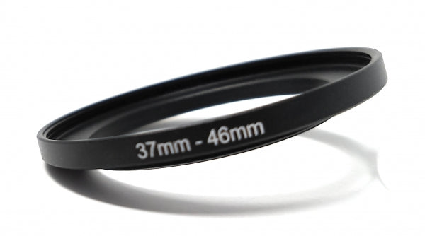 Objektiv Adapter 37 mm Gewinde zu 46 mm Step Up Ring in Schwarz für Filter | System-S