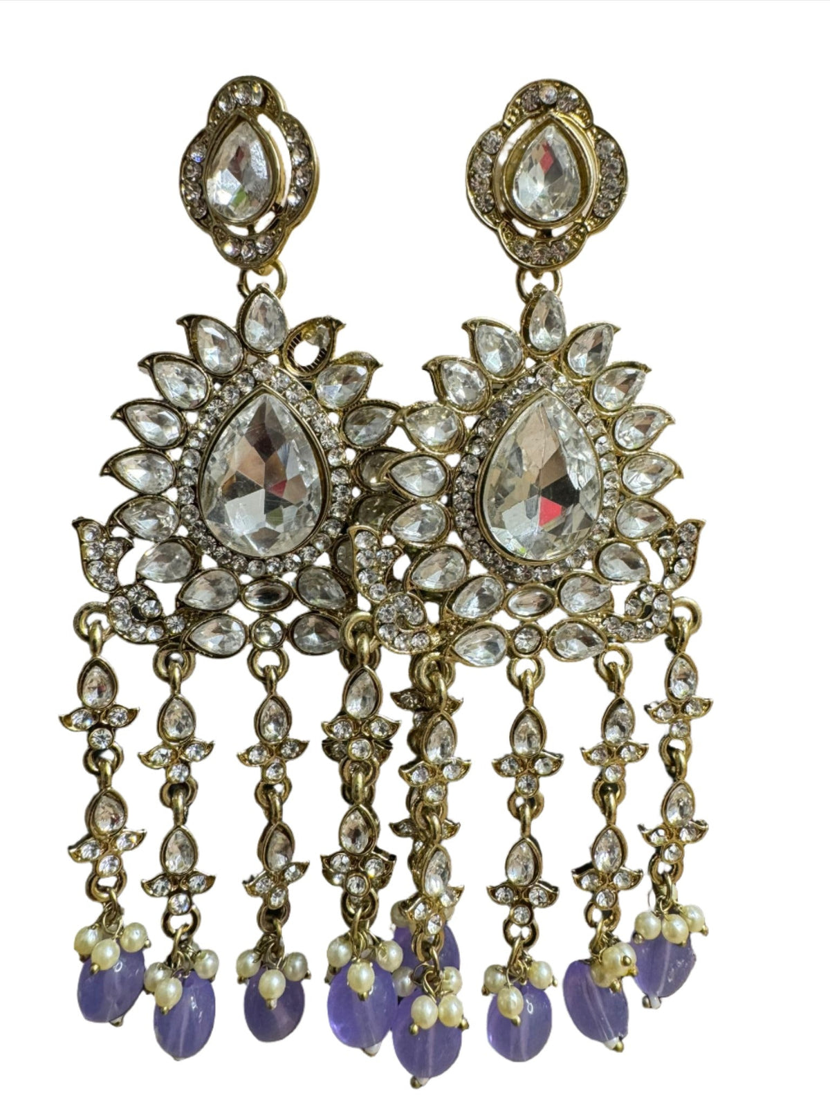 Handmade Kundan & Ad Chandbali Earrings with Pearl Jewelry