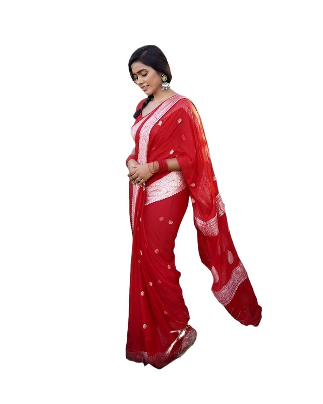 SOFT LILAN SLAB ATTRACTIVE CHARMFULL SAREE  WITH UNSTITCHED BLOUSE