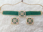 Dazzling Crsytal Multistrand Beaded Kundan Choker Necklace Earring For Women