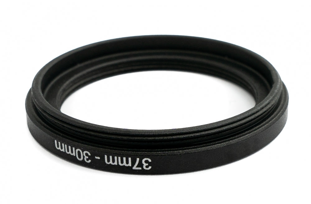 Objektiv Adapter 37 mm Gewinde zu 30 mm Step Down Ring in Schwarz für Filter | System-S