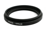 Objektiv Adapter 37 mm Gewinde zu 30 mm Step Down Ring in Schwarz für Filter | System-S