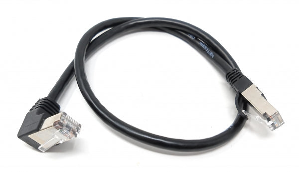 LAN Kabel 0,5 m RJ45 Stecker Ethernetkabel Netzwerkkabel Winkel in Schwarz | System-S