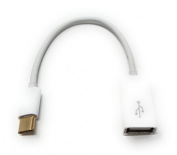 USB 3.1 Kabel 10 cm Typ C Stecker zu 2.0 Typ A Buchse in Weiß | System-S