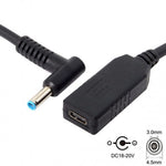 USB 3.1 Kabel 23cm Typ C Buchse zu DC 20V 4,5 x 3,0 mm Stecker Ladekabel | System-S