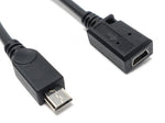 USB 2.0 Kabel 15 cm Micro B Stecker zu Mini B Buchse Adapter in Schwarz | System-S