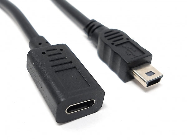 USB 3.1 Kabel 25 cm Typ C Buchse zu Mini B Stecker Adapter in Schwarz | System-S