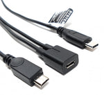 USB 2.0 Y Kabel 25 cm Micro B Buchse zu Typ C und Micro B Stecker | System-S