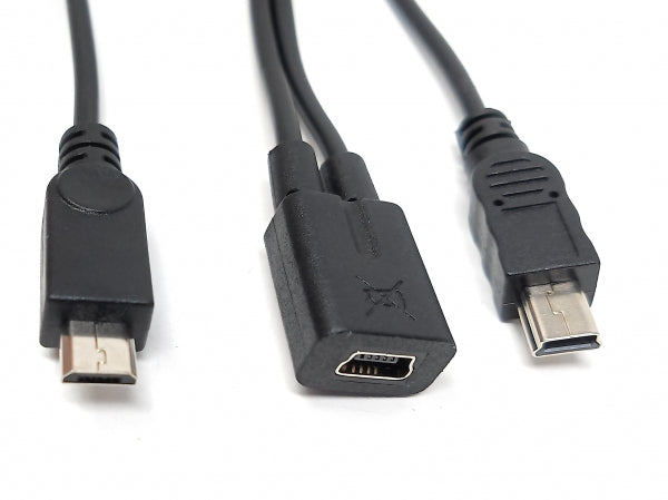 USB 2.0 Y Kabel 25 cm Mini B Buchse zu Mini B und Micro B Stecker Adapter | System-S