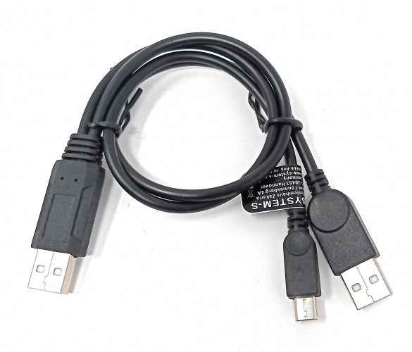 USB 2.0 Y Kabel 25cm Typ A Stecker zu Typ A und Micro B Stecker Adapter Schwarz | System-S